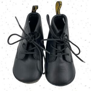 Dr. Martens Baby Crib Shoe Tiny Black Newborn Auburn Leather Docs 1460 Booties 4